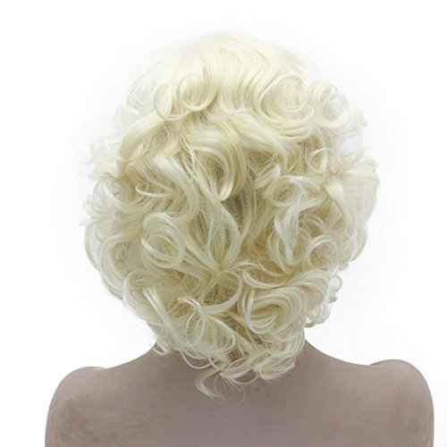 Mxangel Heat Resistant Half Hand Tied Light Blond Synthetic Lace Front Natural Short Stylish Curly Wig