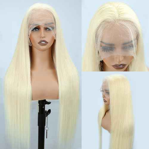 LICHANG 26Inch 613 Lace Front Wig Human Hair 13X4 Blonde Straight HD Transparent Lace Frontal Wigs Human Hair Pre Plucked 200% Density Blonde Glueless Wigs Human Hair