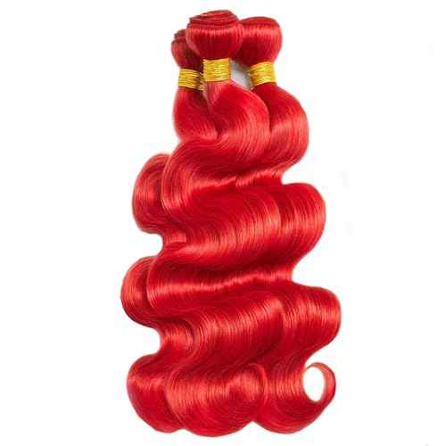 Red Bundles Body Wave Human Hair Bundles 22 24 26 Inch 3 Bundles Body Wave Unprocessed Brazilian Virgin Human Hair Soft Quick Weave Hair for Black Women