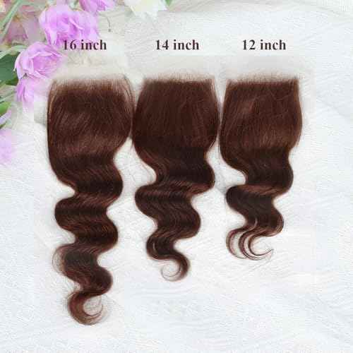 Brown color Body Wave Closure 4x4 Free Part Closure Brazilian Human Hair Closure Body Wave Lace Closure Virgin Human Hair HD Lace Chocolate Brown (18 Inch)