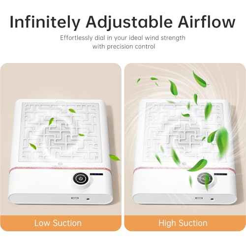 Nail Dust Collector, Bling Diamond Cordless Rechargeable 5000RPM Vacuum Nail Tech Fan Extractor, 12000mAh Professional Nail Duster Suction, Low Noise, Salon&Home