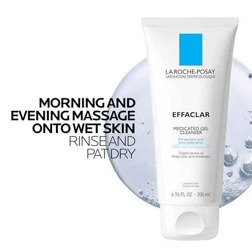 La Roche-Posay Effaclar Medicated Gel Cleanser, 2% Salicylic Acid Cleanser + LHA + Glycerin, Dermatologist Tested Foaming Acne Face Wash, Clear & Prevent Acne Breakouts, Oil Free, Targets Excess Oil