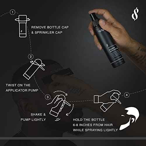 The Rich Barber N'Hance Pro Barber Kit II - 4-in-1 Hair & Beard Styling Set with Keratin-Infused Hair Building Fibers, Style Hold Spray, Applicator Pump, Application Card - Hairline & Edge Enhancer