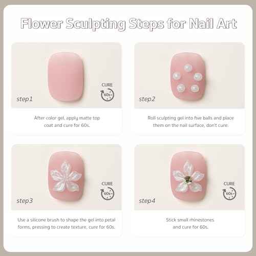 GAOY Pearl 3D Sculpting Gel for Nail Art, 15g Solid Nail Gel Non-Sticky Hard for Carving Molding and Building, Pearlescent White