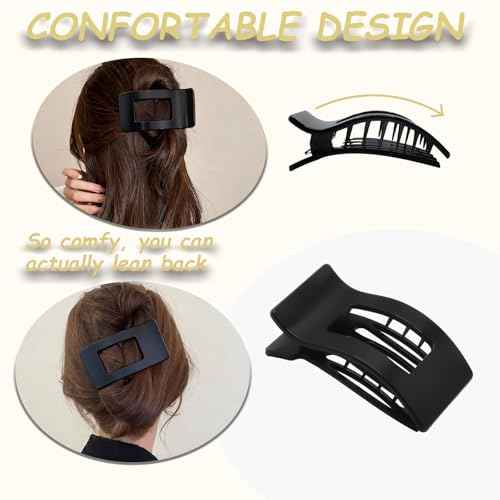 Flat Claw Clips for Women, Large Duckbill French Hair Clips, 6 Pack Non-Slip Matte Hair Accessories for Thick & Thin Hair