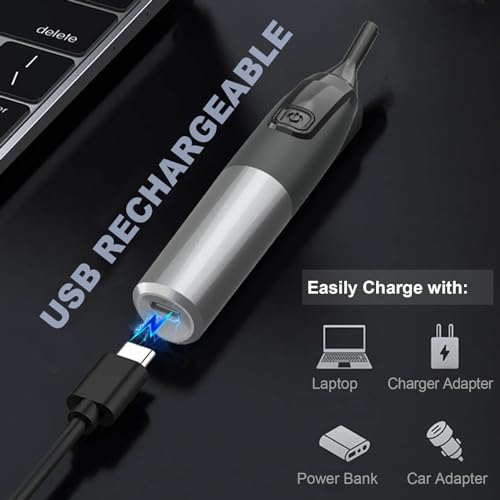 Electric Eyebrow Trimmer for Women, Nose Hair Painless Razor Removal for Men, Mini Epilator for Bikini, Remover for Face, Eye Brow, Nose Hair, Ear Hair, Chin, Peach Fuzz, Lips, Arms, Body (Black)