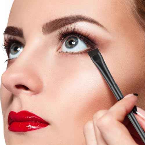 9 Pcs Angled Eyeliner and Eyebrow Brush Set - Flat Tint, Fine Slanted Applicator, Ultra Thin Makeup Brush for Eyeshadow and Eyeliner