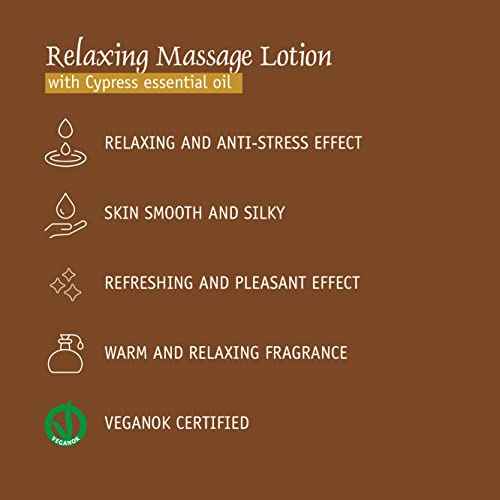 Prija Relaxing Massage Lotion with Aloe Vera and Cypress Oil, Refreshing and Moisturizing Body Cream Leaves You Feeling Relaxed with a Sense of Wellbeing 3 x 12.85 Fl. Oz