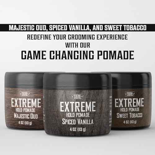 Viking Revolution Spiced Vanilla Hair Pomade for Men - Extreme Hold Hair Gel for Men - Water Based - Extra Firm Mens Hair Pomade - High Shine Mens Hair Cream (4oz)
