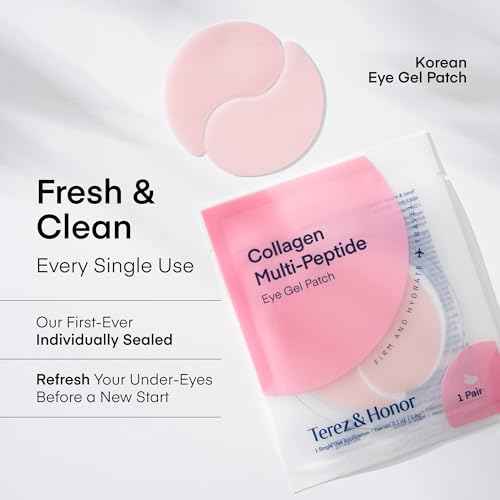 TEREZ & HONOR Peptide Collagen Hydrogel Eye Patches - 6 Pairs Korean Under Eye Masks for Puffy Eyes, Dark Circles, Wrinkles & Undereye Bags - Firming, Hydrating, Travel & Gift Ready Skincare Eye Pads