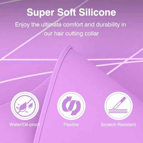 Hair Cutting Cape Collar for Salon, Hair Cutting Guide for Women, Large Waterproof Silicone Hair Dye Collar, Barber Hair Cutting Mat for Shoulders with Weighted Rubber Neck Wrap, Purple