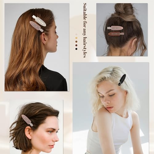 No Crease Creaseless No Bend Hair Clips For Styling Non Slip Flat Clips For Makeup Hair Accessories For Women,Black Brown Beige,12 PCS