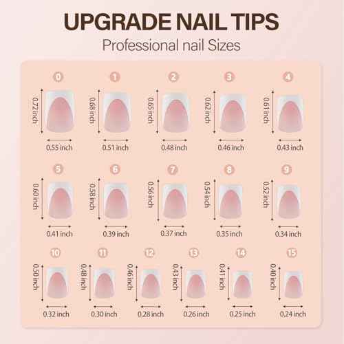 Vansiho Deep French Gel Nail Tips, 150Pcs Short Square Gel Nail Tips, Pink French Tips Press on Nails, Soft Gel Nails French Square Gel Tips, Fake Nails for Nail Art DIY 15 Sizes