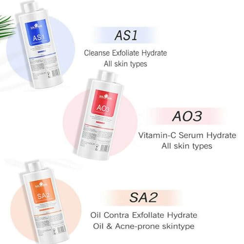 Professional Hydro Peeling Solution for Hydrodermabrasion Machines ? Bubble Solution for All Skin Types (AS1, SA2, AO3) ? Deep Cleansing, Hydration, and Anti-Aging
