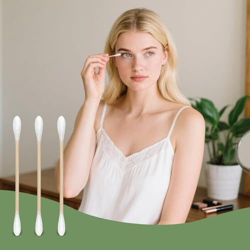 1000 Count Bamboo Cotton Swabs - Eco-Friendly Cotton Buds with Wooden Sticks for Home Cleaning, Personal Ear Cleaning, Makeup Application, and Personal Hygiene - Perfect for Daily Use