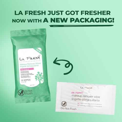 LA Fresh Makeup Remover Wipes with Vitamin E - For Face, Eyes, Lips - Face Wipes Travel Essentials Pack, of 3 10-count Pouches (30-count)