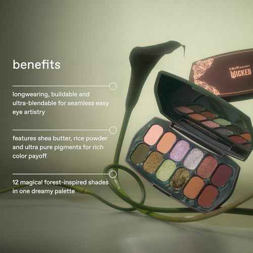 r.e.m. beauty by Ariana Grande Wicked: For Good | Ozian Forest Eyeshadow Palette | Highly Pigmented, Blendable Eye Shadows | Mix of Matte, Duo-Chrome, Shimmer and Glitter Formulas | 12 Shades