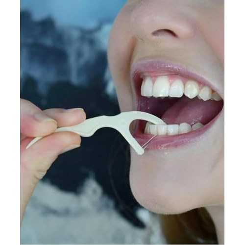 Floss Picks Biodegradable (200pcs) - Plant Based Dental Floss Picks, Natural Flossers for Adults & Kids, Nontoxic Vegan Tooth Pick Flossers & Eco Floss Sticks - Double Thread Unflavored