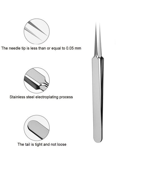 ericotry 1Pcs Stainless Steel Pointed Tweezers Ingrown Hair Tweezer Blackhead Remover Splinter Tweezer