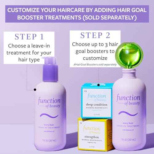 FUNCTION OF BEAUTY Leave In Conditioner Treatment for Wavy Hair, 7 oz - Provides Wave Definition, Glossy Shine and Smooths Dry Ends, Sulfate-Free, Customizable Haircare