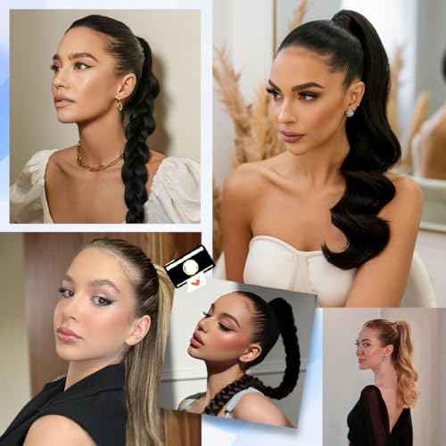 18 Inch Human Hair Ponytail 80g Long Wrap Around Ponytail Brown Balayage Real Hair Ponytail Extension for Women(18inch,Brown Balayage)