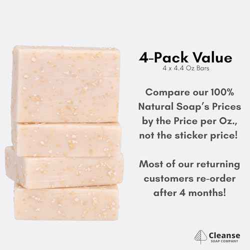 Oatmeal Soap Bar for Itchy Skin & Eczema - Oatmeal Bath Soap with Honey & Goat Milk - Moisturizing, Fragrance Free, Exfoliating Pure Homemade Soaps for Dry Sensitive Skin - Face & Body - Men & Women