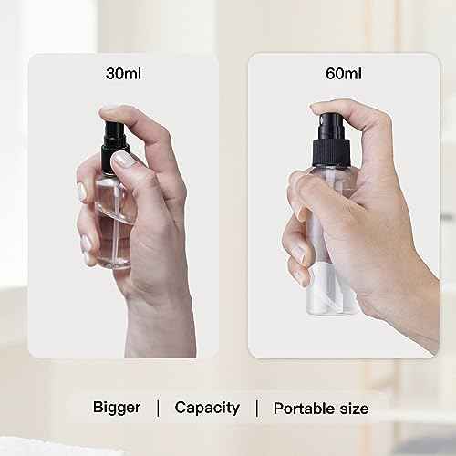 LISAPACK 2oz Small Spray Bottle (10 Pack) Plastic Mini Fine Mist Atomizer, Tiny Sprayer for Travel Perfume, Cologne, Alcohol (Brown, 60ml)
