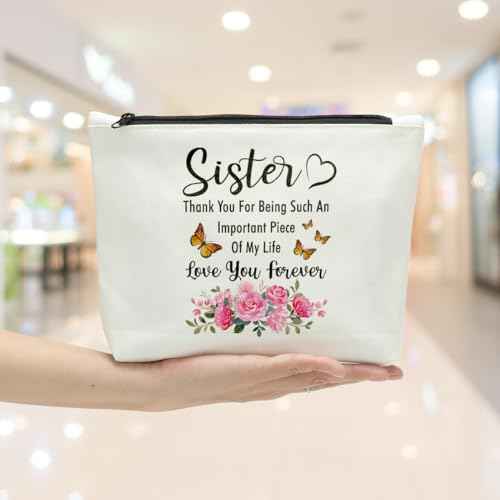 Sisters Gifts from Sister Makeup Bag Sister Mothers Day Birthday Gifts for Sisters Makeup Pouch Thank You for Being Such An Important Piece Cosmetic Bag