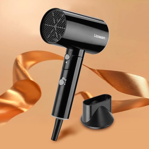 Hair Dryer, 1600W Small Foldable Hair Blow Dryer, Fast Drying Compact Hair Dryer, Black