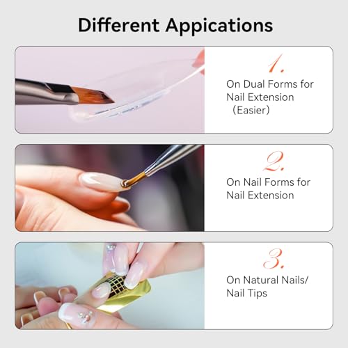 Makartt Clear Gel Builder Kit: Self-Levelling, Long Lasting Extension Hard Gels for Strengthener, Broken Nails Repair Gel Kit with Paper Forms, Dual forms, Nail File and Dual-End Brush 1.06 oz