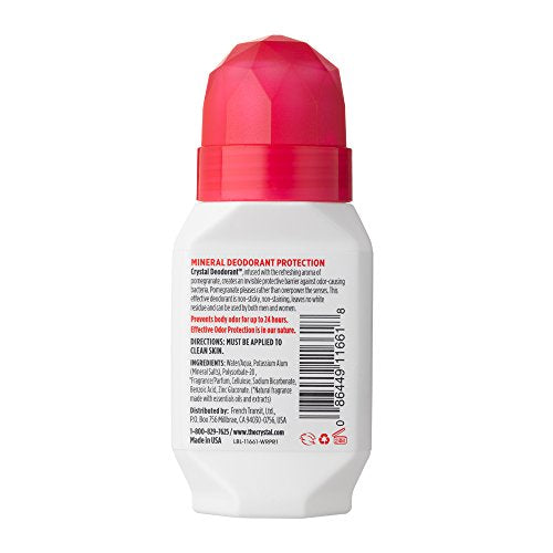 Crystal Mineral Deodorant Roll-On, Pomegranate, 2.25 fl oz (Pack of 12)