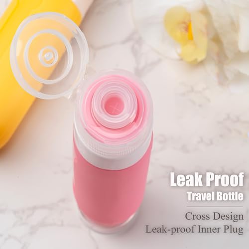 MODENGKONGJIAN Travel Bottles for Toiletries,TSA Approved Silicone Squeezable Travel Shampoo Bottles, 3oz Leak Proof Refillable Toiletry Cosmetic Containers £¨15 Pcs/Colorful£©