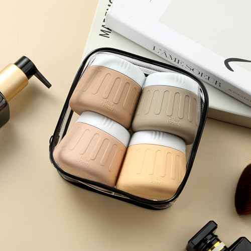 Gemice 3 oz Travel Containers for Toiletries, 4-Pack TSA Approved Travel Size Toiletries Containers for On-the-Go, Small Leak-Proof Travel Essentials Silicone Jar for Shampoo, Lotions, Cleanser