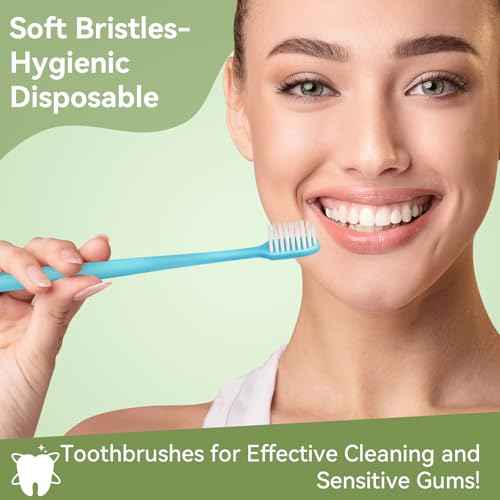 200 Pack Disposable Toothbrushes Bulk ? Individually Wrapped Soft Bristles Single Use for Adults & Kids, Travel Hotel Guest Dental Office Donation Emergency Hygiene,Minimalist Design 5 Colors