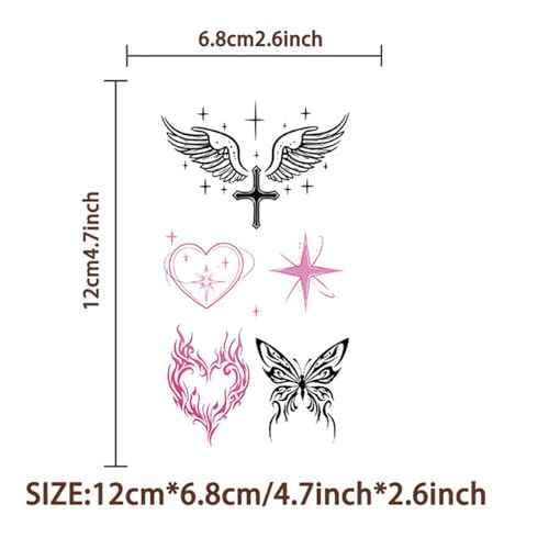 10 Sheets Y2k Aesthetic Temporary Tattoos Stickers for Girls, Cool 2000s Cyber Trendn Temporary Tattoos Stickers Y2K Birthday Themed Party Supplies Decoration Favors Cartoon Sticker for Kids Teens