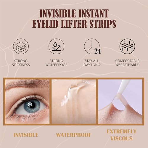 Eyelid Tape, Eyelid Lifter Strips, Eyelid Tape for Hooded Eyes Invisible, Instant Surgery-Free Eye Lift for Uneven or Single Eyelids, Say Goodbye to the Hood, Sagging Eyelids - 480Count