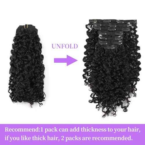 Sassina Spiral Curly Clip in Hair Extensions Human Hair Invisible Human Hair Extensions for Women Natural Black Double Weft Clip in Extensions Thick Soft Natural Human Hair 7Pcs 120G 20 Inch