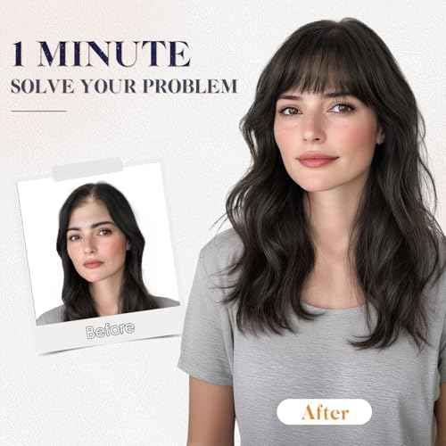 MY-LADY Human Hair Toppers for Women Real Human Hair with Bangs Thin 9 * 12CM Lace Base Clip in Remy Hairpieces Hand-Tied Light Weight 12 Inch Natural Black
