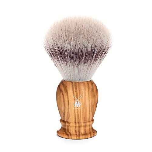 M?HLE Classic Olive Wood Large Silvertip Fiber Shaving Brush - Synthetic Luxury Shave Brush for Men, Rich Lather