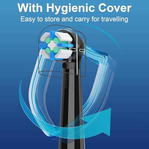 12 Pack Replacement Heads with Medium Soft Bristles Compatible with Oral b IO 2/3/4/5/6/7/8/9/10 Series Electric Toothbrush, IO Brush Heads Compatible with Oral b (Black/White)