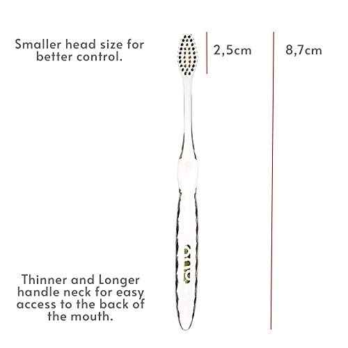 Nano-b Manual Toothbrush Set for Adults with Sensitive Gums, Silver Soft/Medium Bristles, Travel Cases, Blue, Pink, Green, Crystal, 4-Pack
