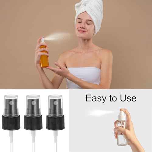 uxcell 50 Pcs Black Spray Top, 20/410 Fine Mist Sprayer Reusable Replacement Spray Bottle Pump Plastic Top for Cosmetic Perfume and Body Sprays Bottle