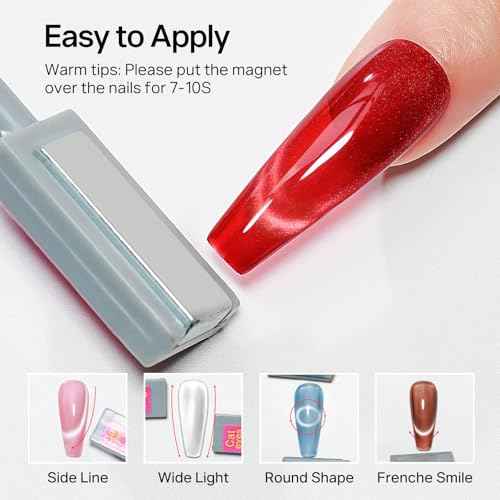 MIZHSE Cat Eye Gel Nail Polish 20 Colors, Ceramic Magnetic Gel Polish Set with Magnet Stick, Trendy Colors Cateye Effect Soak Off Nail Art Salon Home DIY Gift for Women