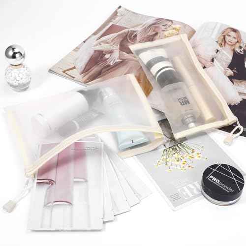 12 Pieces Zipper Nylon Mesh Pouch, Mesh Cosmetic Bags Makeup Bags Pencil Case, Multipurpose Travel Bags for Cosmetic School Office Supplies and Travel Accessories (Beige, A5)