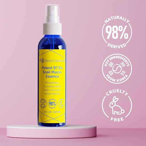 SeoulCeuticals Korean Face Mist 97.5% Snail Mucin Essence - K Beauty Skincare Facial Spray - Cucumber Extract + Marine Minerals + Green Tea + Aloe 4oz