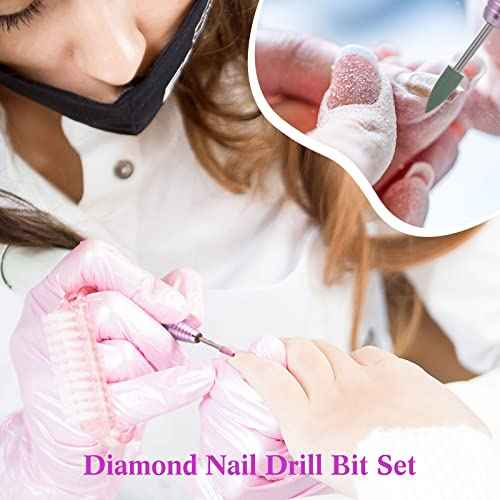 Chumia 47 Pcs Nail Drill Bits Sets 3/32 Inch Electric Diamond Ceramic Acrylic Gel Nail Bit Kit Manicure Supplies Carbide Cuticle for Manicure Drill Remover for Home Salon Gel Pedicure Tools