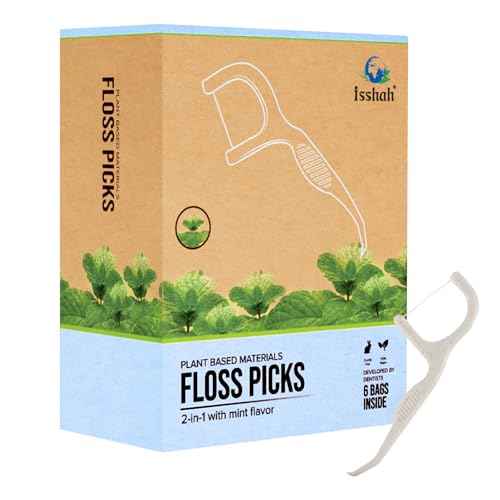 Floss Picks (300 Count) ? Plant Based Dental Floss Picks for Superior Oral Care, Dental Hygiene, and Gum Health, Cruelty Free Tooth Floss Picks Single Thread (Mint)