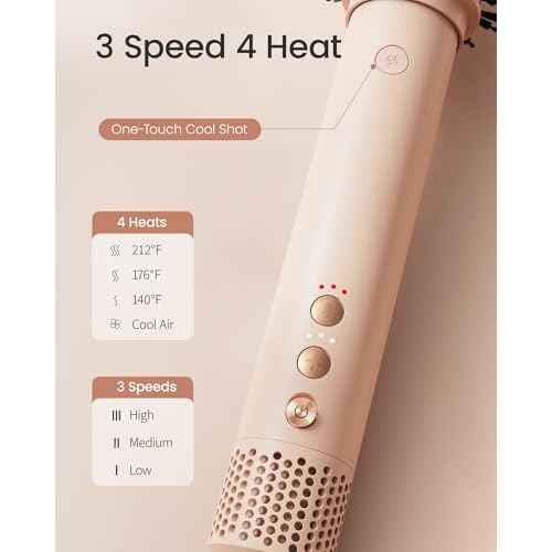 AIMIKE HyperFlow High Speed Blow Dryer Brush, One-Step Hair Dryer & Styler Volumizer, 3X Fast Drying & No Heat Damage, Detachable Hot Air Round Brush for Smooth Frizz-Free Blowout, 3.3'' Overall Dia