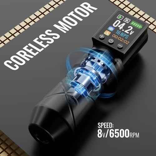 WORMHOLE PRO Tattoo Gun Auriga Tattoo Kit with Coreless Motor, 2,300 mAh Capacity Battery, 5 Adjustable Stroke, Normal/Jump-Start/Dot Working Mode, Wireless Tattoo Machine Kit for Artists