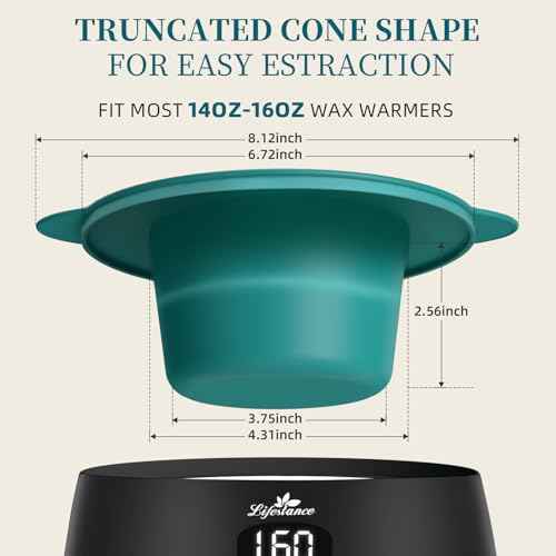 Lifestance Removable Silicone Wax Pot Liner with 2 Spatulas for 16oz Waxing Kit, Total 17 Items, Anti-Scalding Foldable Silicone Wax Warmer Bowl & Reusable Sticks, Easy to Clean